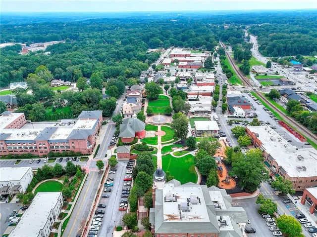 an aerial view of multiple house