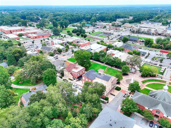 an aerial view of multiple house