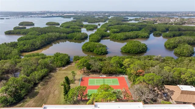 an aerial view of residential house with outdoor space and swimming pool