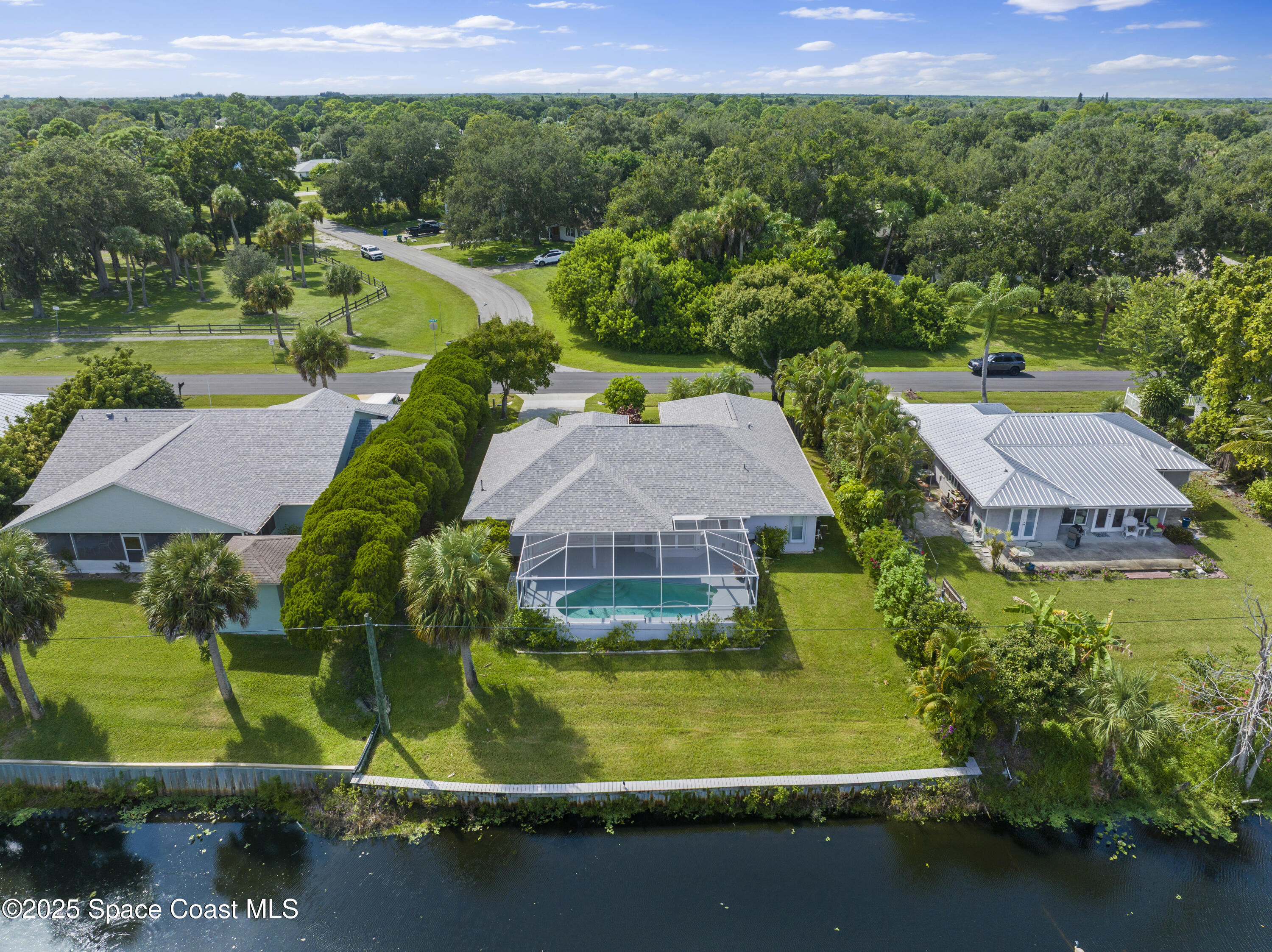 1253 George Street Sebastian, FL 32958 - Photo 33 of 37 an aerial view of residential houses with outdoor space and swimming pool