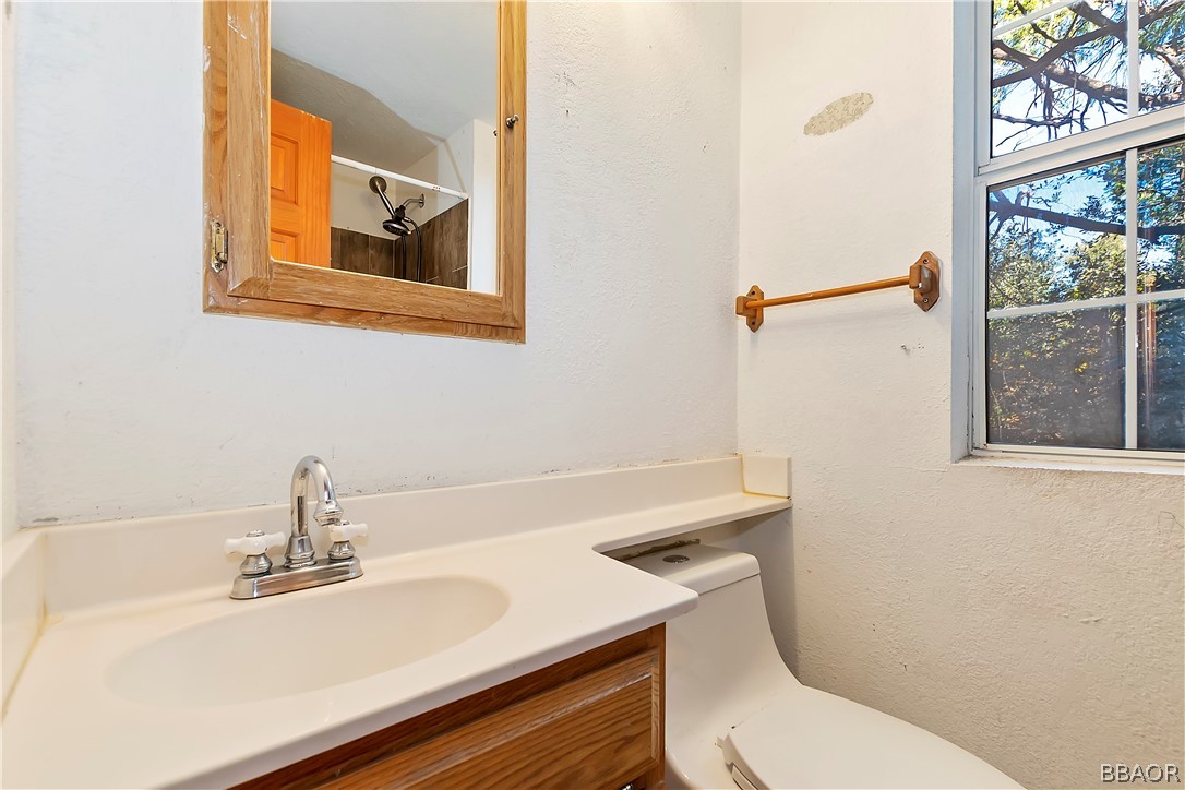 24020 Bowl Road Crestline, CA 92325 - Photo 18 of 35 a bathroom with a sink and a toilet