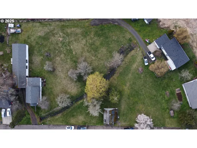 an aerial view of a house