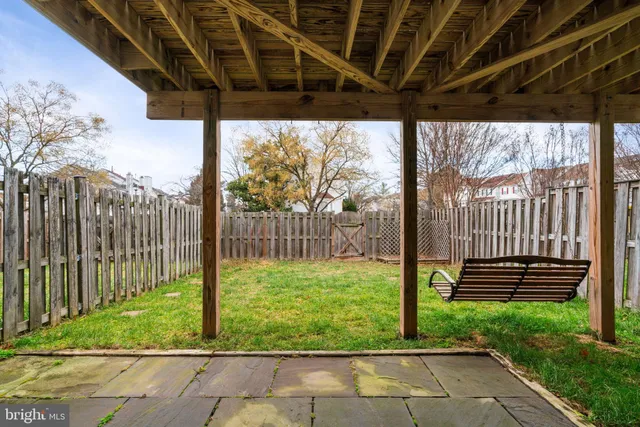 a view of a porch with a backyard