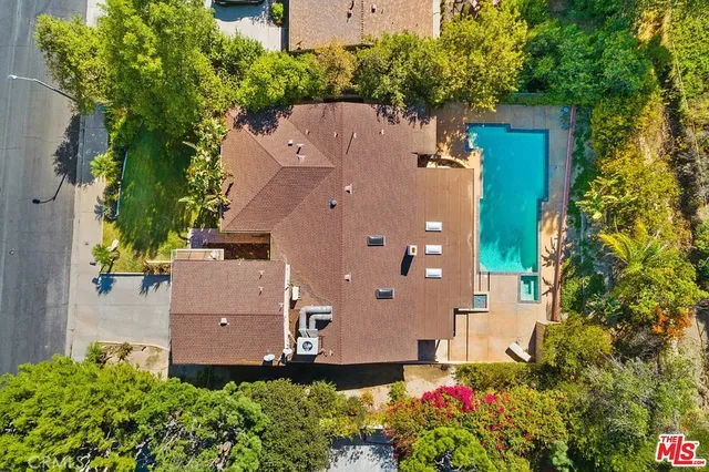 an aerial view of a house