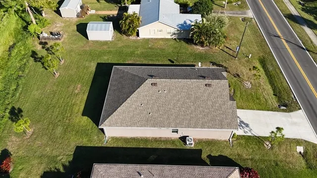 an aerial view of a house