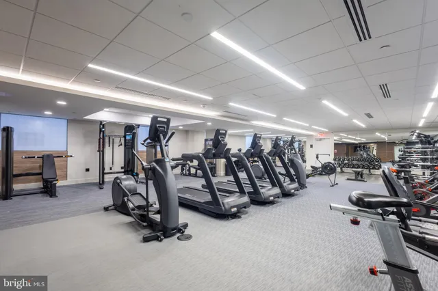 a view of a room with gym equipment