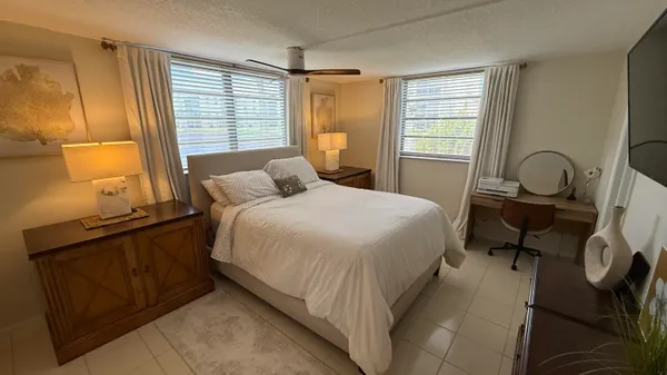 a view of a large building with a lake view