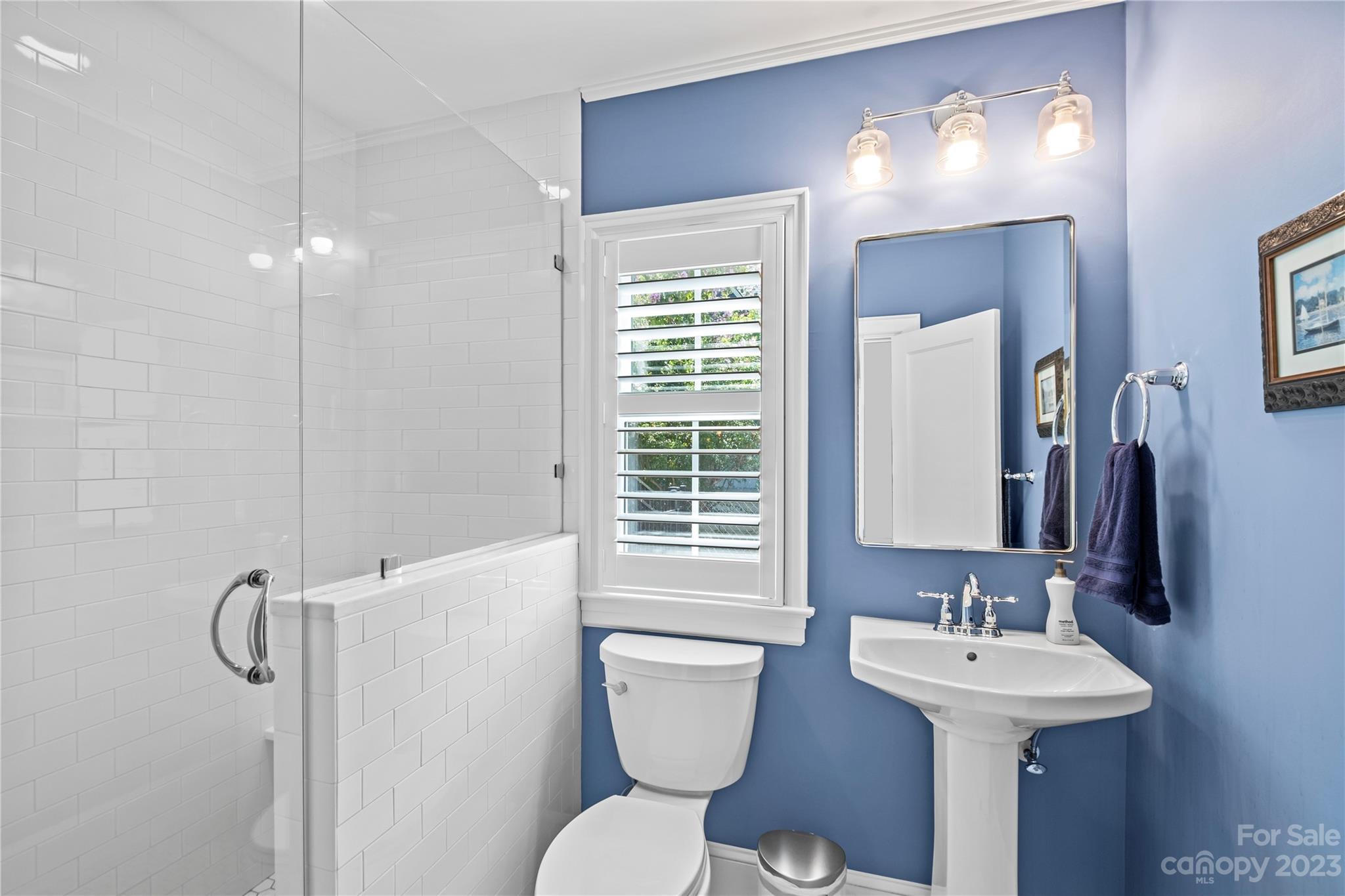 1324 Goodwin Avenue Charlotte, NC 28205 - Photo 22 of 29 a bathroom with a sink a toilet a mirror and shower