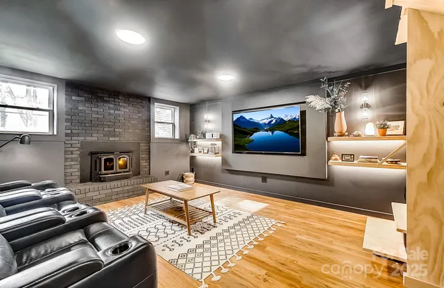 a room with gym equipment and a table