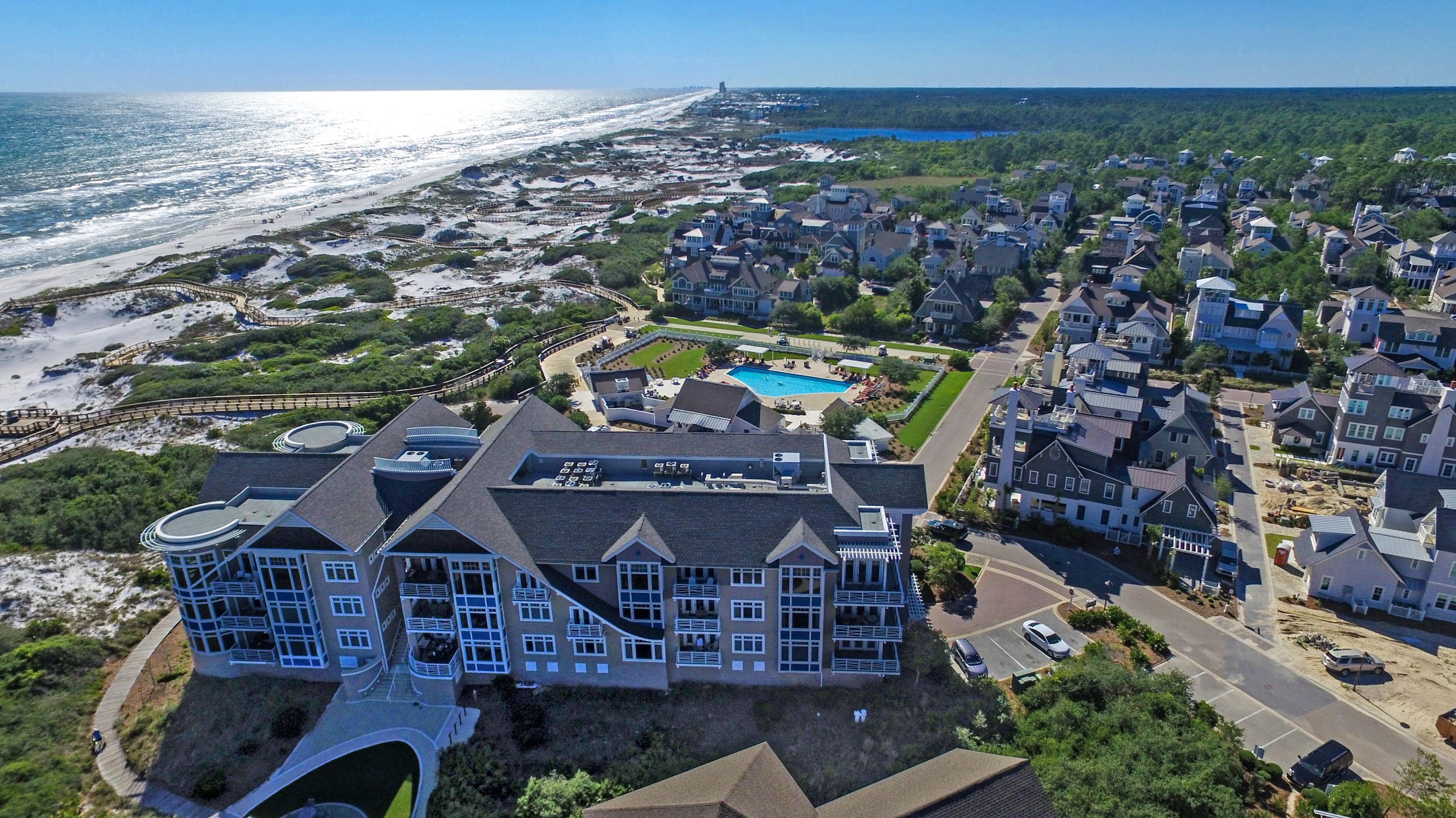 99 Compass Point Way South, Unit 201 Inlet Beach, FL 32461 - Photo 31 of 56 an aerial view of a house with a ocean view