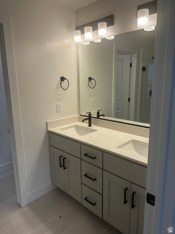 15 South Lunar Way Mapleton, UT 84664 - Photo 6 of 13 Full bathroom featuring double vanity and light tile patterned floors