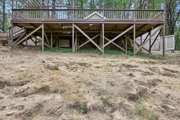 a view of wooden roof deck