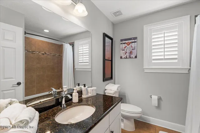 an aerial view of a swimming pool