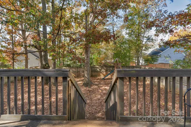 a view of wooden balcony