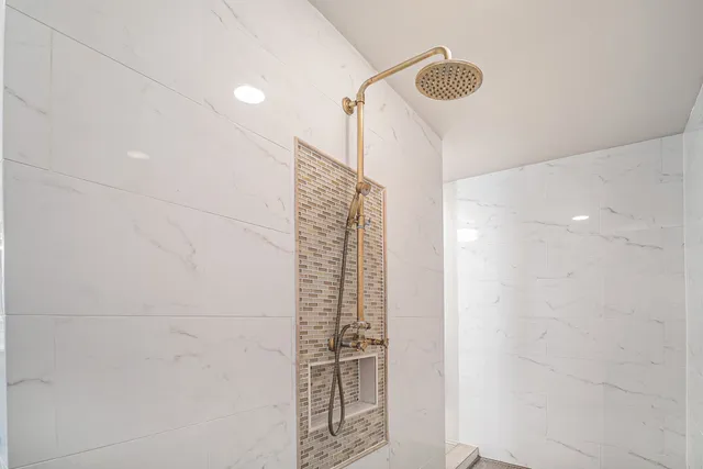 a bathroom with a shower