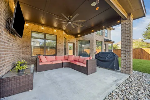 a living room with furniture