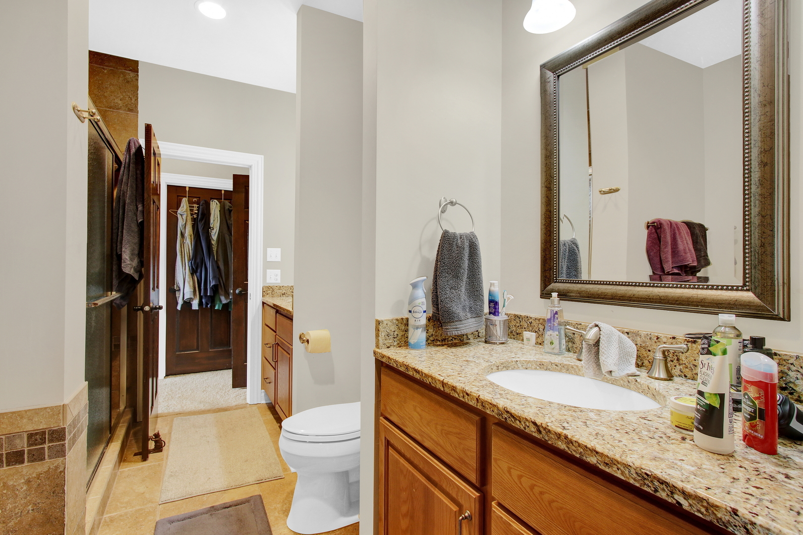 17451 Bridle Trail Road Gurnee, IL 60031 - Photo 103 of 121 a bathroom with a granite countertop sink toilet and shower