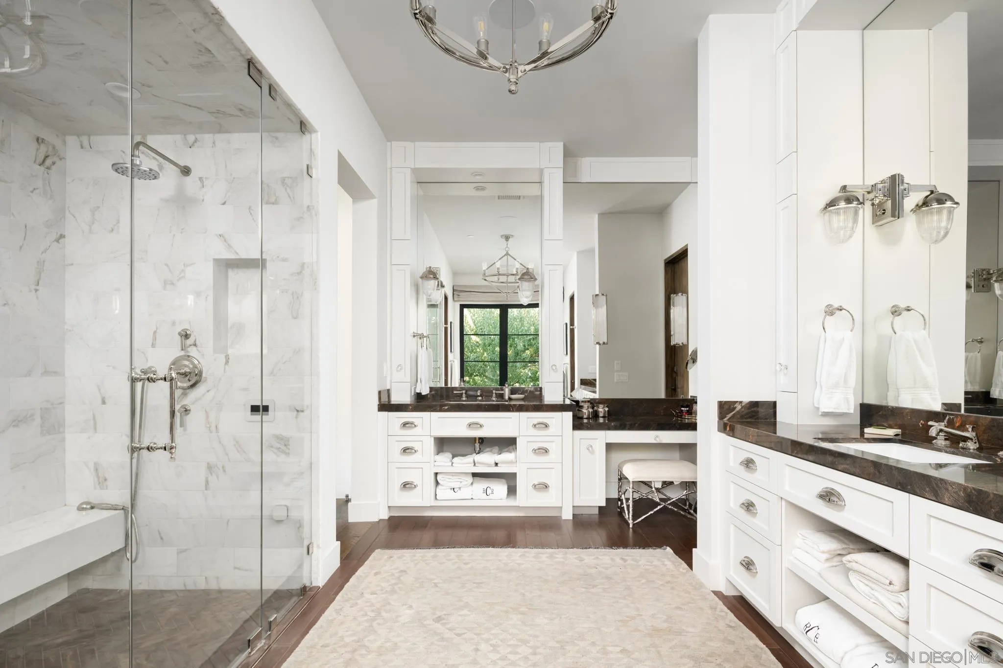 26904 Mesa Grande Road Santa Ysabel, CA 92070 - Photo 43 of 72 a bathroom with a double vanity sink a mirror and a shower