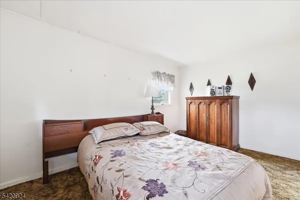 a bedroom with a bed and a closet