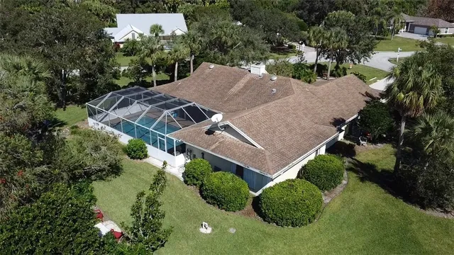 an aerial view of a house