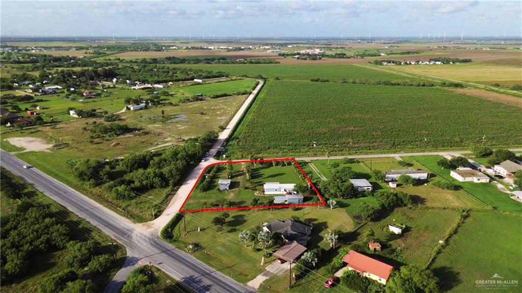 27516 Glenview Road Rio Hondo, TX 78583 - Photo 25 of 26 Overview of rural landscape with property boundaries highlighted and extensive farmland