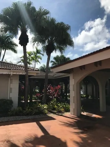 a view of a garden with a tree