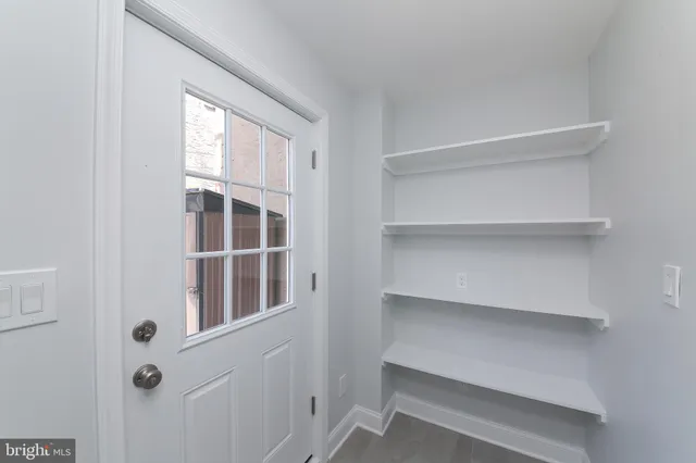 a view of an empty walk in closet