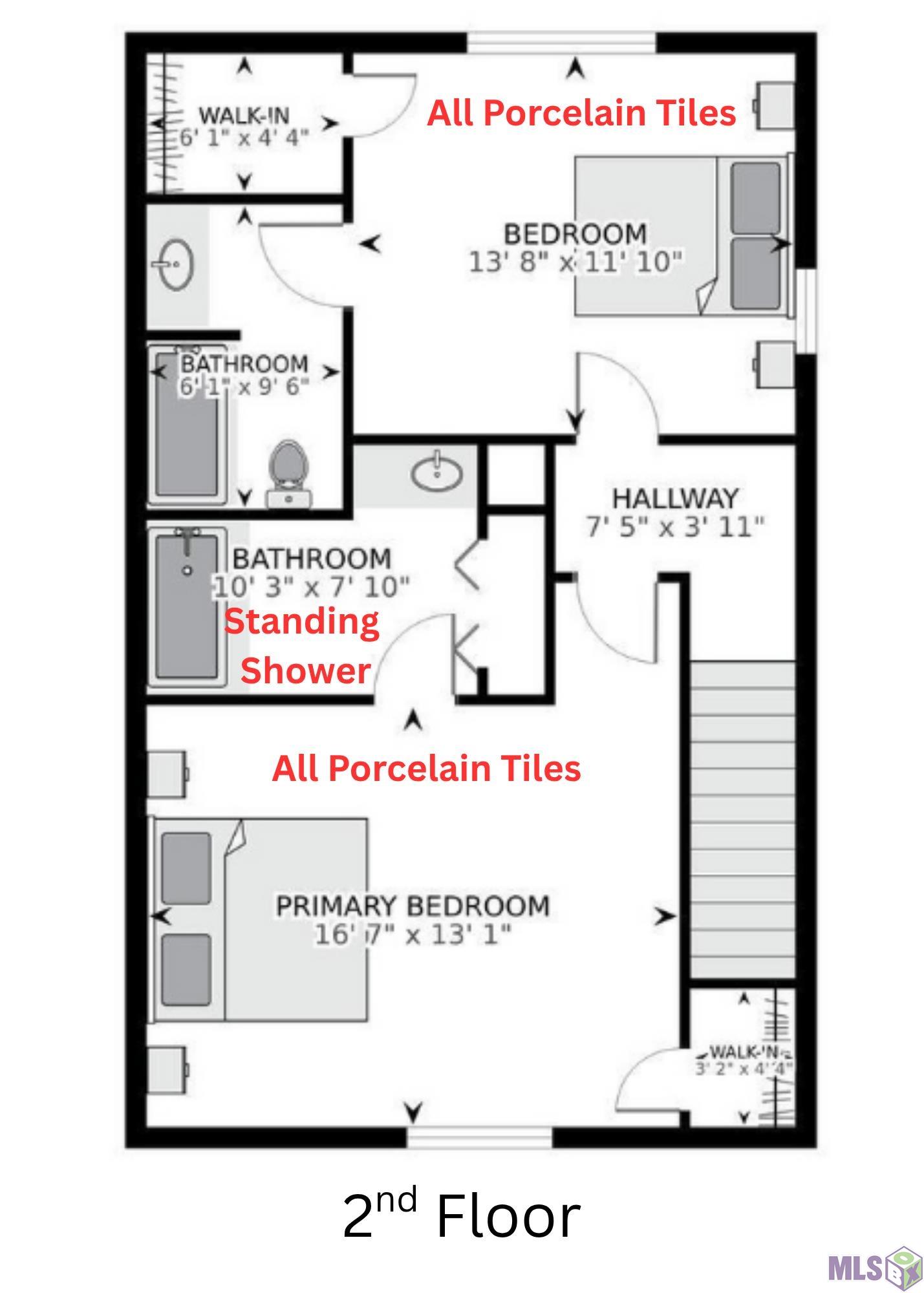 2405 Brightside Drive, Unit 7 Baton Rouge, LA 70820 - Photo 8 of 8 2nd Floor with 2 bedroom en suite & Walk-in Closets