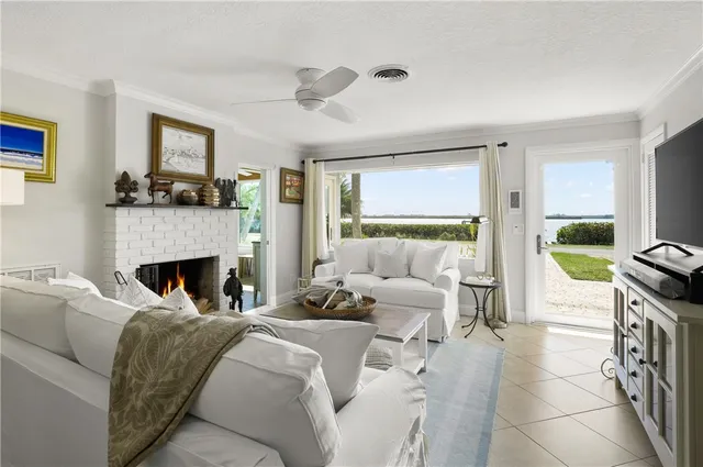 a bedroom with a bed and a fireplace