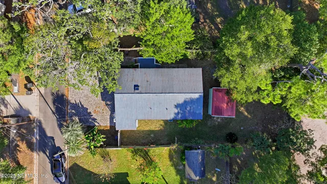 an aerial view of a house