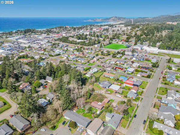 a view of a city with an ocean