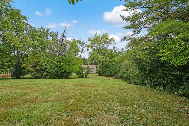 a view of house with garden space and trees