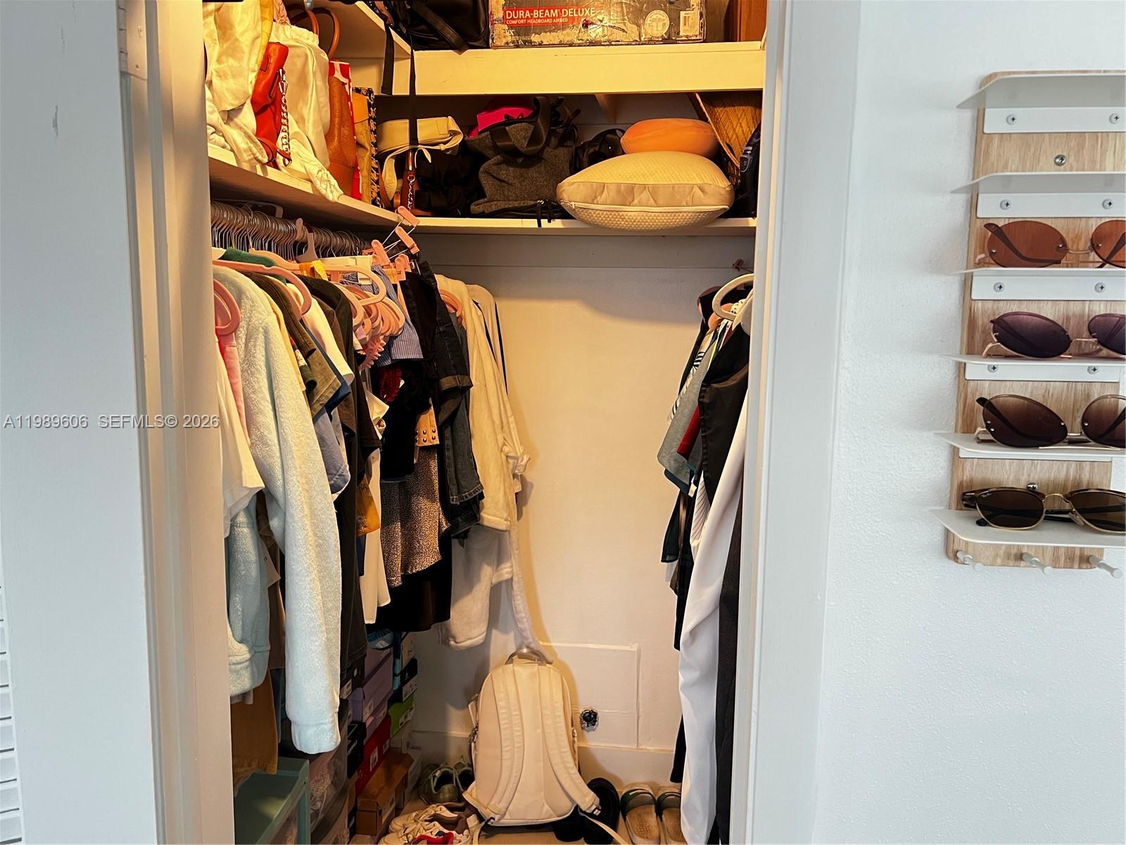 9159 Southwest 77th Avenue, Unit 311 Miami, FL 33156 - Photo 11 of 17 a view of walk in closet with clothes and shoes