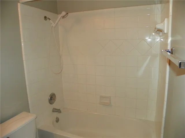 a bathroom with a bathtub