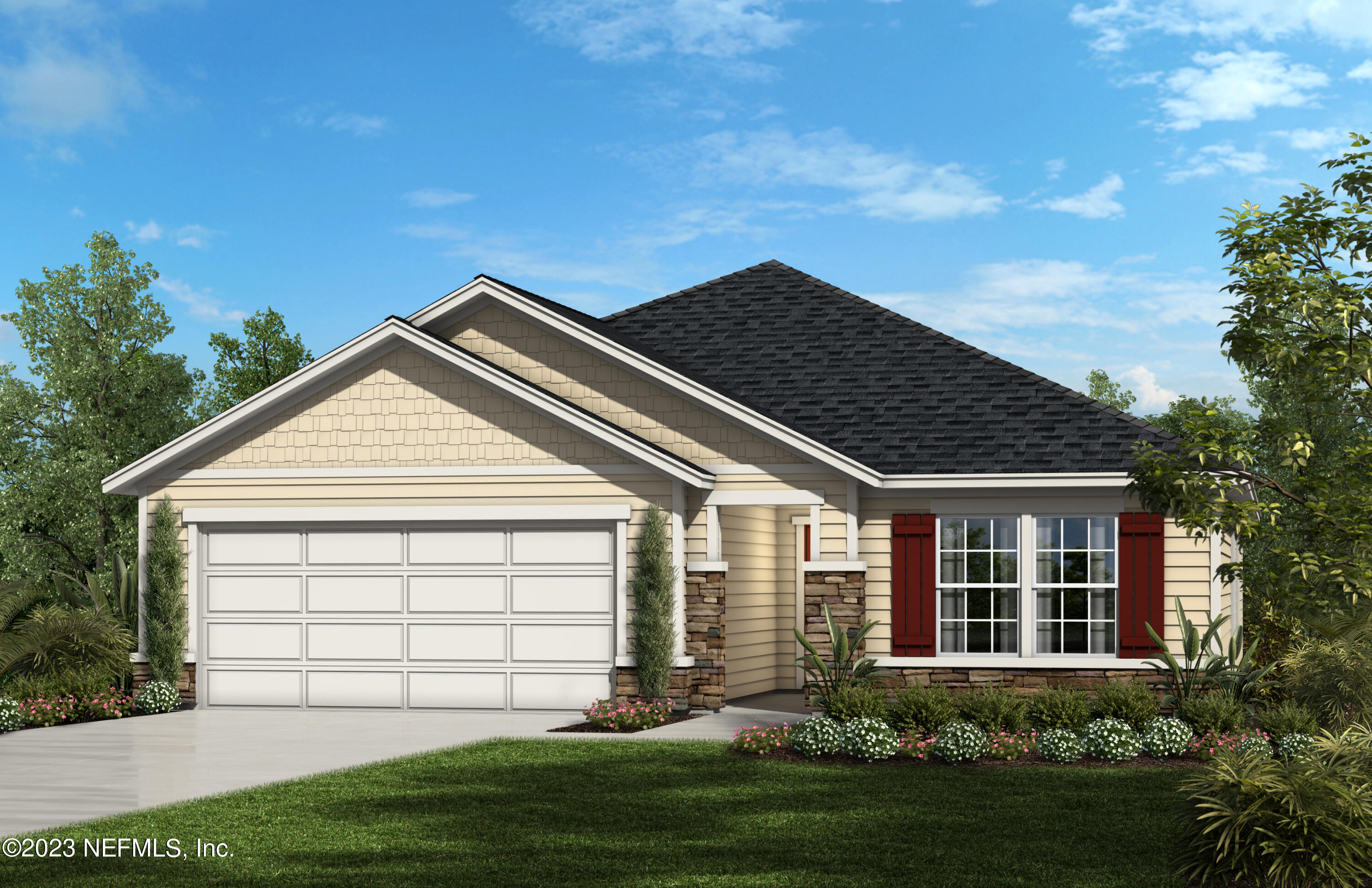 front view of a house with a yard