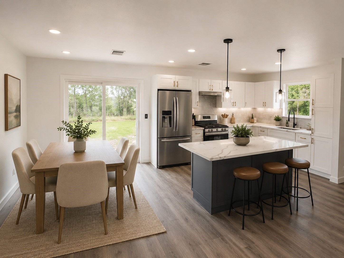 323 Spruce Lake Road Houston, TX 77336 - Photo 6 of 18 Virtually Staged kitchen and dining area