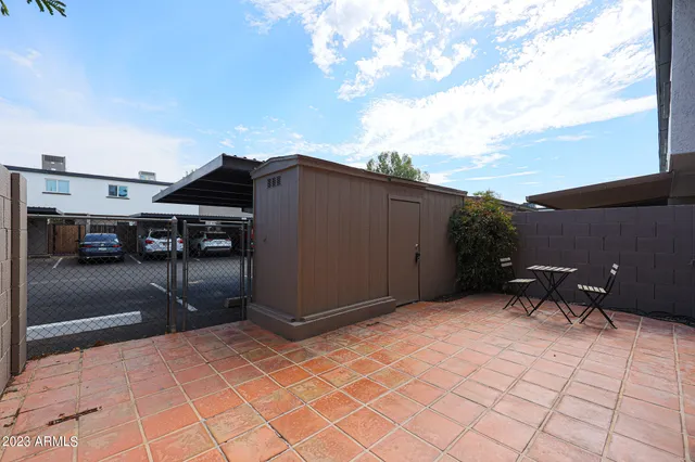 a outdoor view with a sitting space