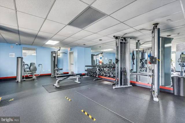a view of a room with gym equipment