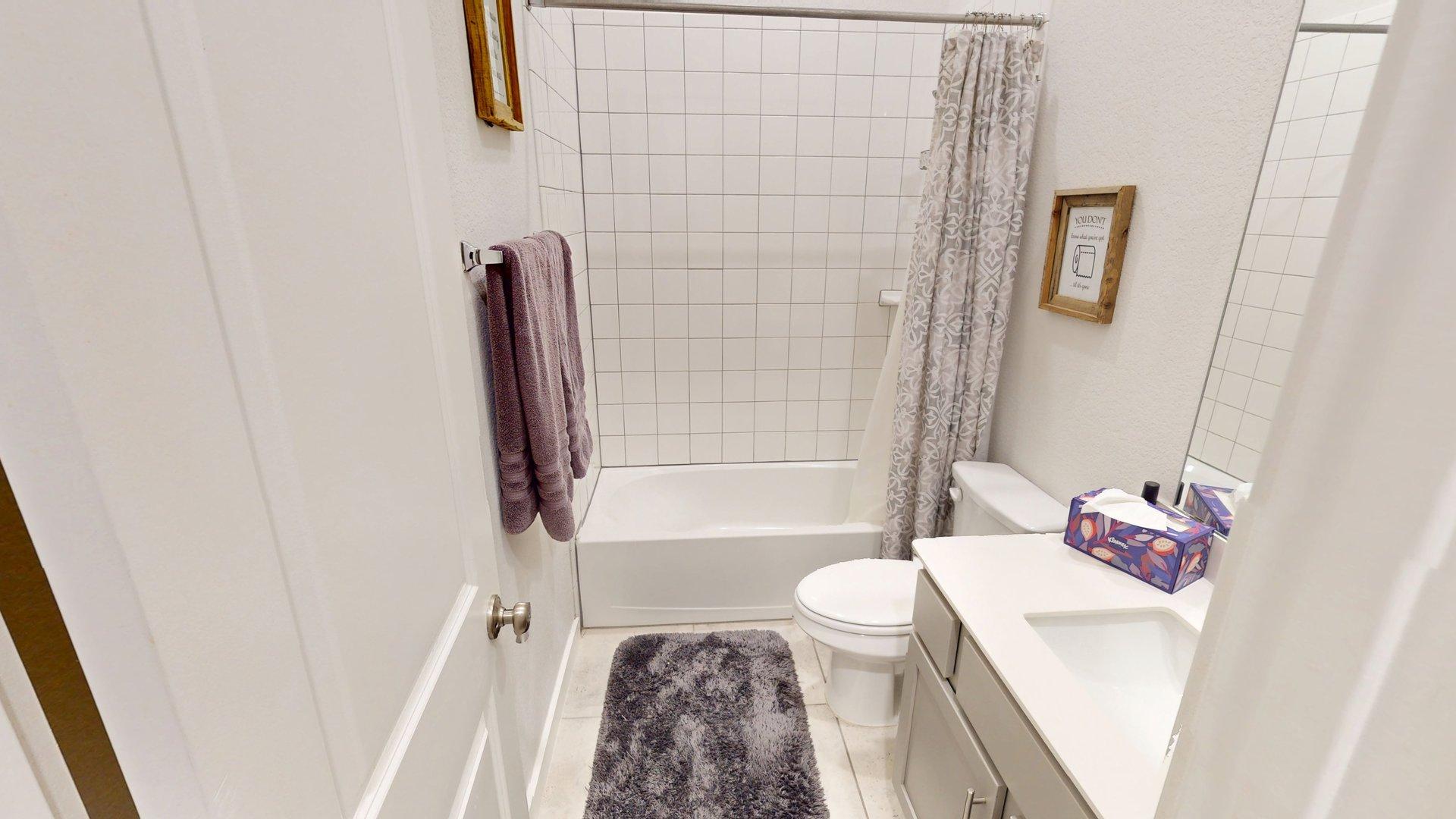 244 Heartleaf Road San Marcos, TX 78666 - Photo 9 of 26 a bathroom with a sink a toilet and shower