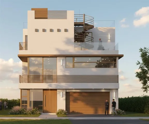 a front view of a building with street