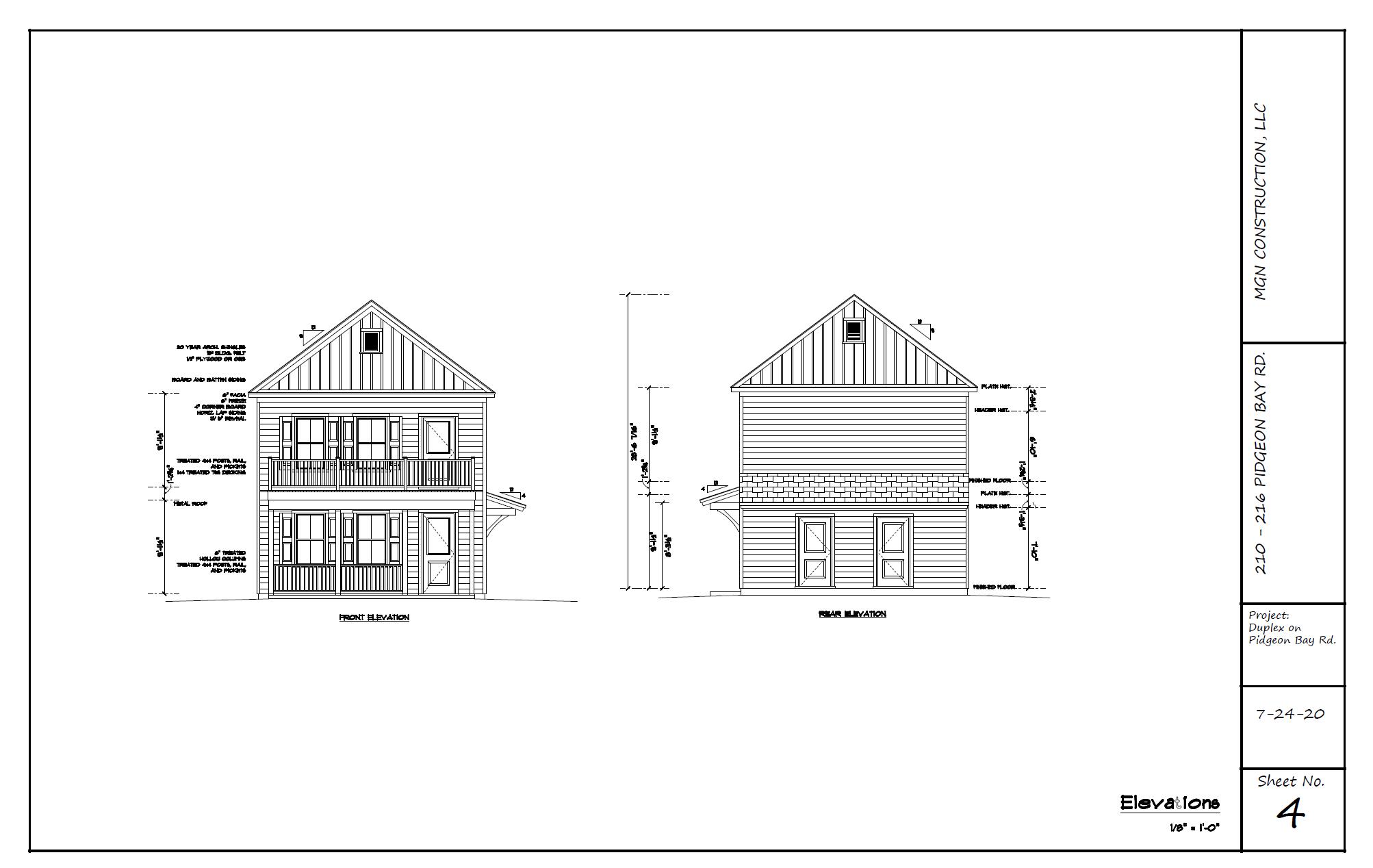 210 Pidgeon Bay Road Summerville, SC 29483 - Photo 20 of 25 Left Duplex Elevations - Front & Rear