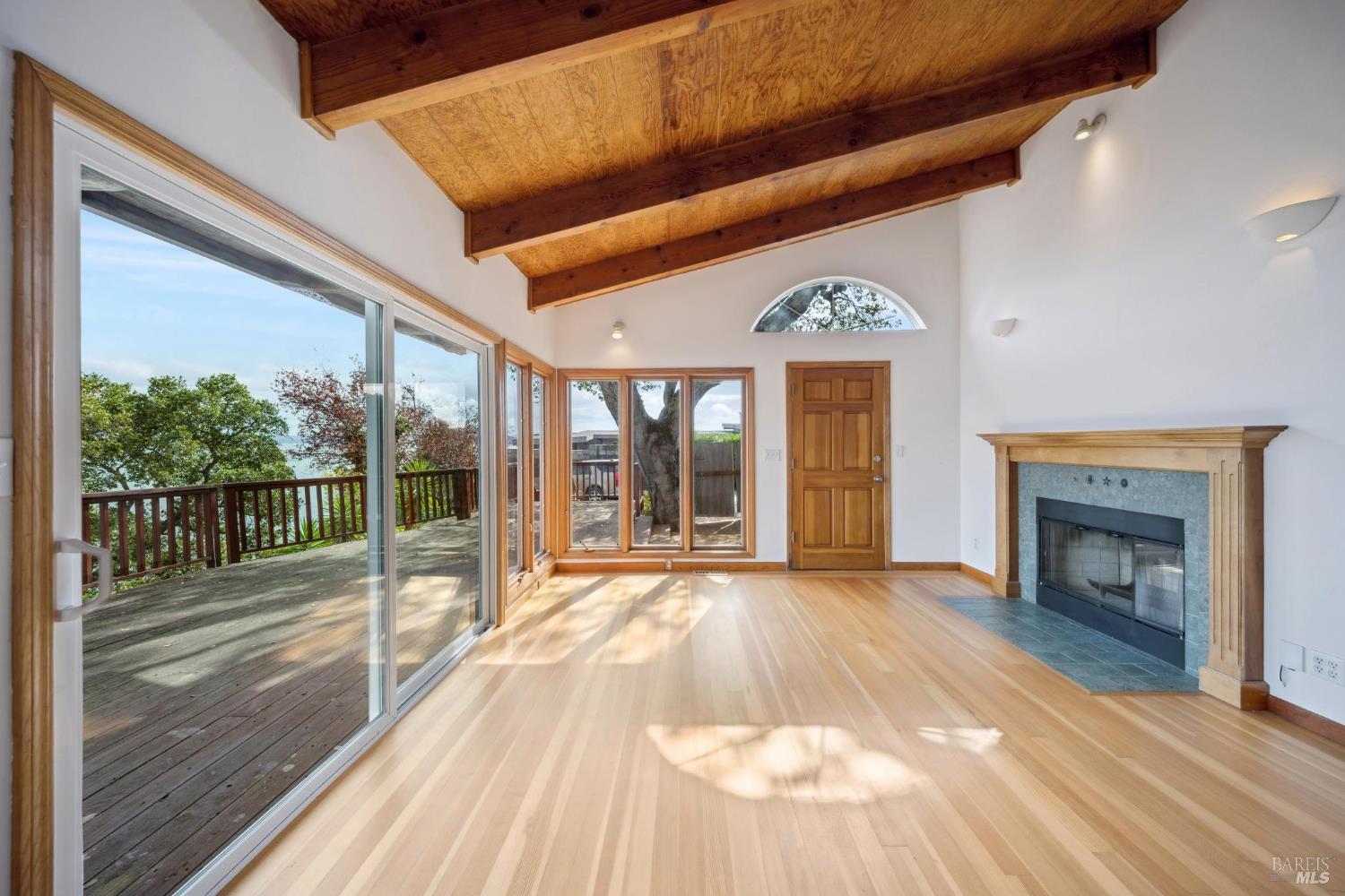 177 Oak Drive San Rafael, CA 94901 - Photo 7 of 27 a view of an entryway with a floor to ceiling window and fire place