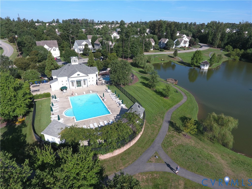 13924 Krim Point Road Midlothian, VA 23114 - Photo 38 of 48 an aerial view of a house with a lake view