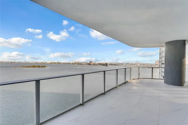 a view of terrace with kitchen view and mountain view