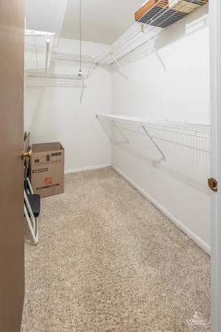 a view of a room with racks on the wall