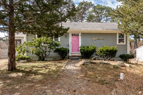 a view of a house with a yard and plants