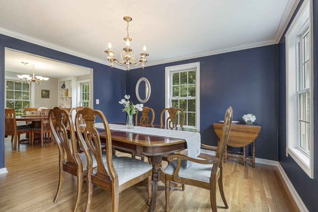 2 Gerald Avenue Millis, MA 02054 - Photo 18 of 38 a view of a dining room with furniture a chandelier and wooden floor