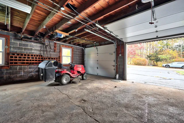 a view of a car in garage