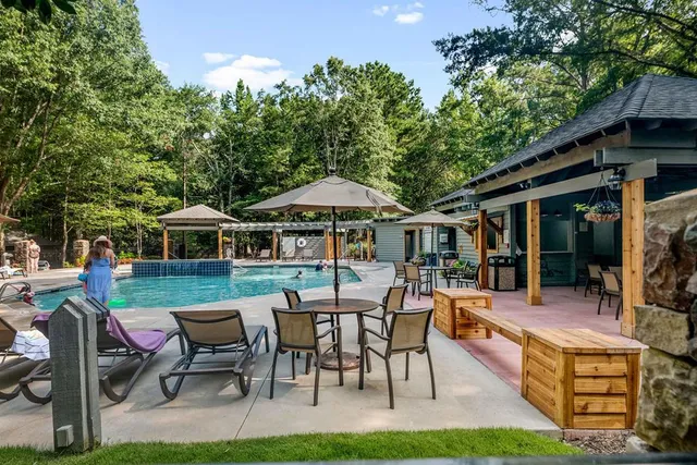 a view of a tree in a yard