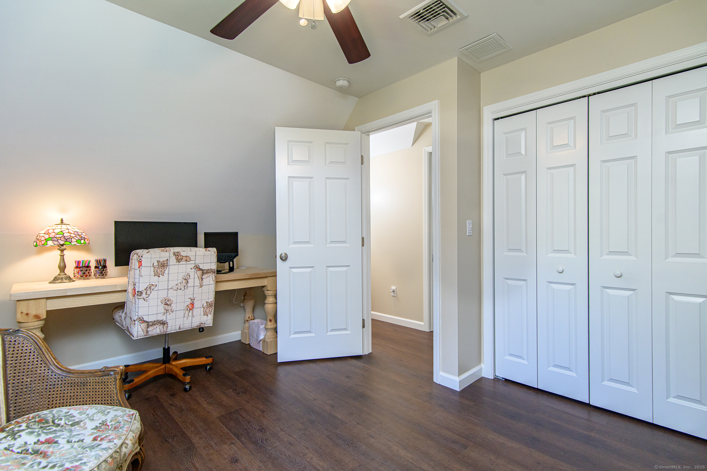 189 Center Road Woodstock, CT 06281 - Photo 27 of 40 a view of workspace with wooden floor windows